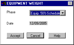 Equipment Weight and Area by Phase and Date