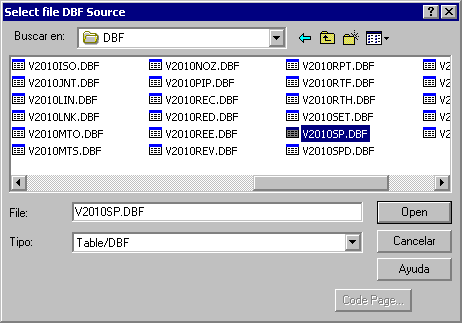 EXport DBF to CSV: Select DBF